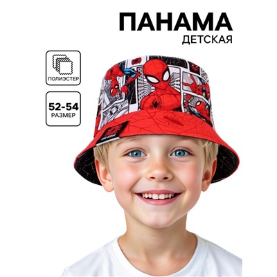 Панама детская для мальчика, двухсторонняя, размер 52-54, Человек паук