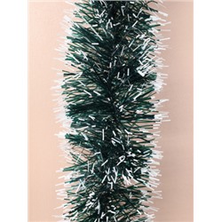 Мишура зеленая с белым напылением 2 м диаметр 11 см / NGA-06 /уп 10/520/