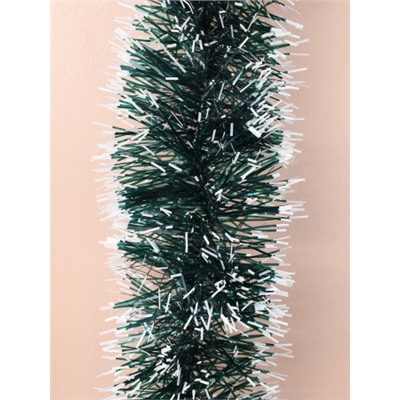 Мишура зеленая с белым напылением 2 м диаметр 11 см / NGA-06 /уп 10/520/