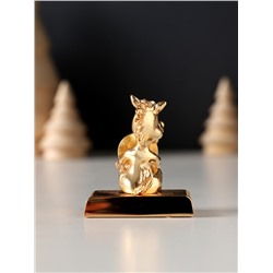 Фигурка «Лошадка с монеткой на подставке и с пожеланием: Удачи», 4×2.3×5 см