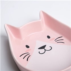 Миска керамическая «Голова кота» 200 мл - 15×13×3 см, розовая