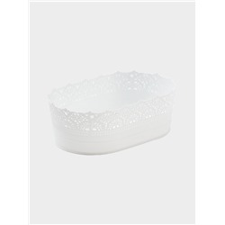 Корзинка для хлеба и фруктов IDEA «Ажур», пластик, 14×22×8 см, белая