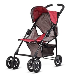 Коляска для кукол складная, с корзиной и козырьком, цвет серо-бордовая
