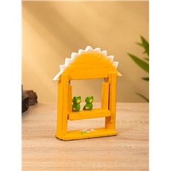 Сувенир «Лягушата на качелях», 10×3.5×15 см, дерево, оранжевый