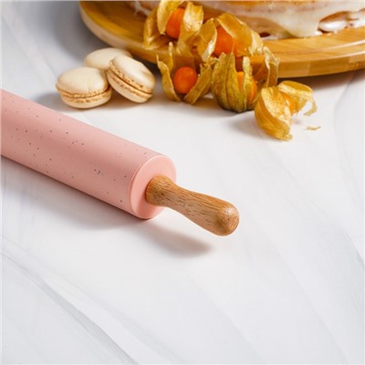 Скалка Доляна «Сахаринка», 30×4.3 см, силикон, рабочая часть 17 см, цвет розовый