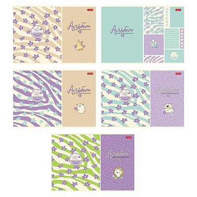 Альбом для рисования 48л "Цветочный стиль" 5 диз. soft-touch (094493) Хатбер
