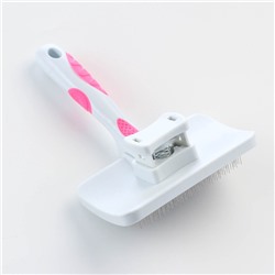 Пуходёрка с самоочисткой без капель увеличенная, 10.5×16.5 см, бело-розовая