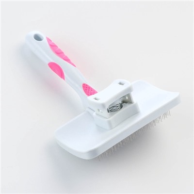 Пуходёрка с самоочисткой без капель увеличенная, 10.5×16.5 см, бело-розовая