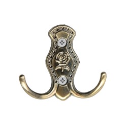 Крючок мебельный ТУНДРА TKd=023, двухрожковый, бронза