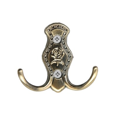 Крючок мебельный ТУНДРА TKd=023, двухрожковый, бронза