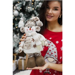 Игрушка новогодняя с выдвижными ногами Снеговик в наушниках колпак НАТАЛИ, 1224256