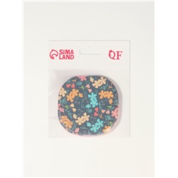 Зеркало карманное «Узор», с подставкой, 8×8 см, чёрное