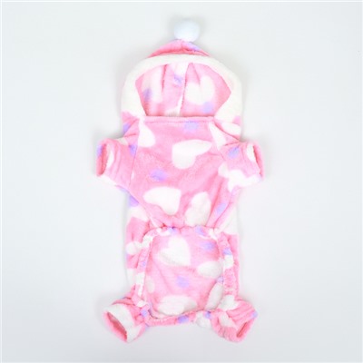 Комбинезон «Любовь», с капюшоном, размер S, ДС 25 см, ОГ 35 см, ОШ 25 см, розовый