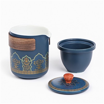 Набор для чайной церемонии ДЖЕКИЧАЙ, 6 предметов, на 3 персоны, чашка 46 мл, чайник 250 мл, синий