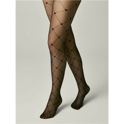 CONTE Колготки с геометрическим рисунком в сердечки ALICE