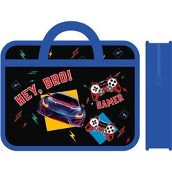 Папка пластиковая А4 на молнии с ручками 33х26х7,5 см ПМ-А4-25 "BROTHER GAMER" Пчелка