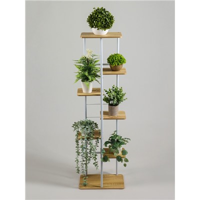 Подставка для цветов Greengo, 7 полок, 36×23×120 см, напольная, каркас металл, полки МДФ, белая