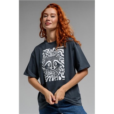 8506/1 Футболка женская оверсайз (Графит_енот)