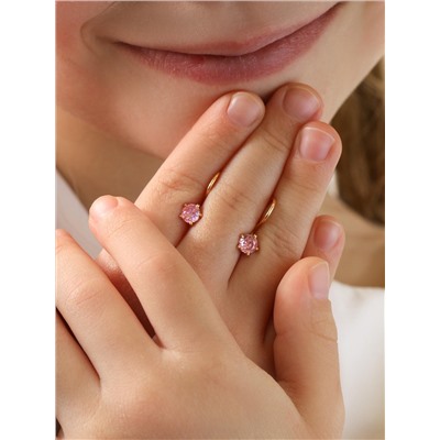 Серьги детские из золочёного серебра с фианитами 925 пробы 166з розовый