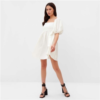 Платье с объёмными рукавами мини женское MIST Summer time, белое, размер 46