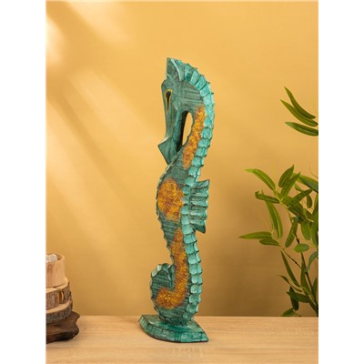 Сувенир интерьерный «Морской конь», 18×9×60 см, дерево, зелёный