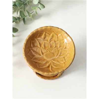 Аромалампа для эфирных масел «Лотос», керамика, коричневая, 11.4×11.4×9 см