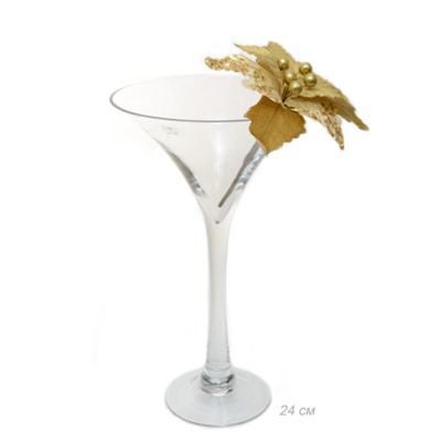 Цветок декоративный Пуансеттия 24 см золото / NG33-15 /уп 60/600/