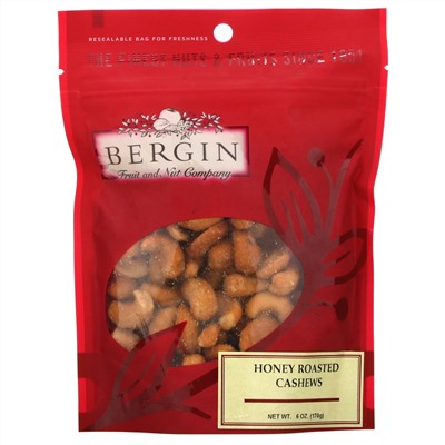 Bergin Fruit and Nut Company, Жареный кешью с медом, 170 г (6 унций)