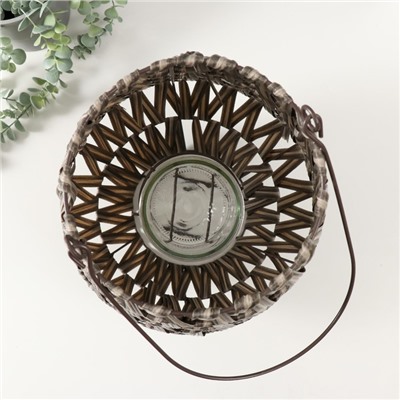 Подсвечник - фонарь на 1 свечу «Зигзаг», пластик, серый, 16×29×42 см