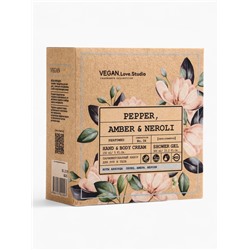 Подарочный набор женский VEGAN.Love.Studio, гель для душа, крем-лосьон, парфюмированный, перец, амбра, нероли