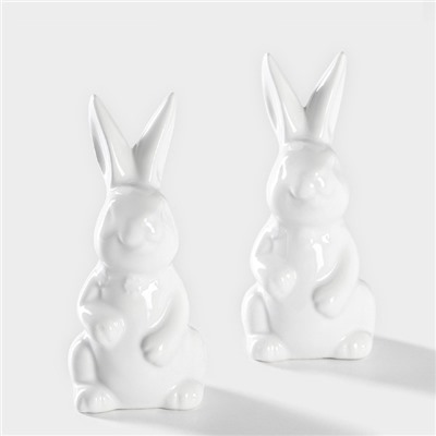 Набор для специй Доляна «Зайка», солонка 50 мл, перечница 50 мл, доломит, белый