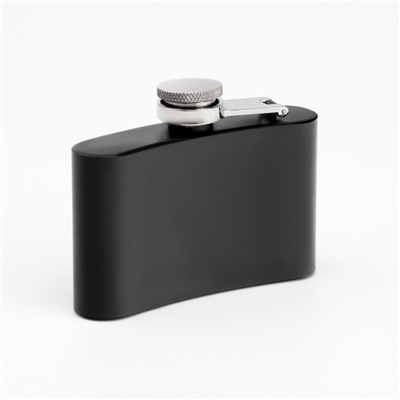 Фляжка Мастер К, 90 мл, подарочная, армейская, 3 oz, нержавеющая сталь, чёрная