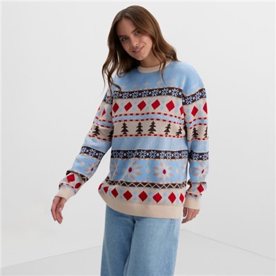 Джемпер вязаный новогодний KAFTAN Scandinavia размер 46, цвет голубой