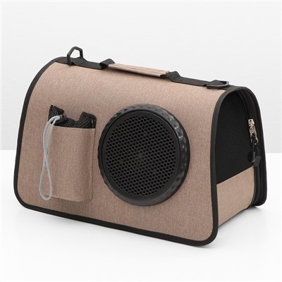 Сумка - переноска, 43×24×28 см, с органайзером и иллюминатором, коричневая