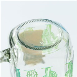 Банка с крышкой и трубочкой Доляна «Лама», 450 мл, 10×7.5×13 см, стекло, прозрачная, разноцветная