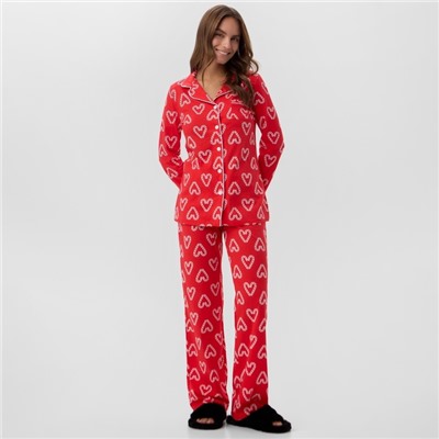 Пижама новогодняя женская (рубашка, брюки) KAFTAN Love, размер 40-42