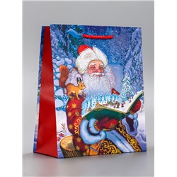 Пакет подарочный новогодний ламинированный, «Дед мороз», 18×10×22.3 см