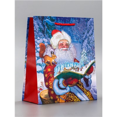 Пакет подарочный новогодний ламинированный, «Дед мороз», 18×10×22.3 см