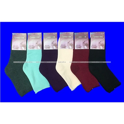 Термоноски женские шерсть + ангора внутри махра со слабой резинкой однотонные