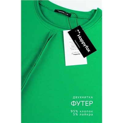 Женский лонгслив оверсайз из футера двухнитки Happyfox