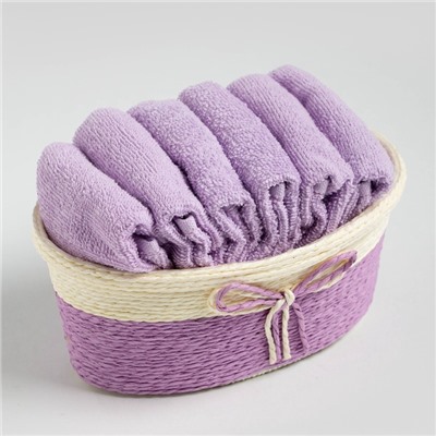 Салфетки махровые декоративные «Этель», 6 шт., 30×30 см, хлопок 100%, фиолетовые