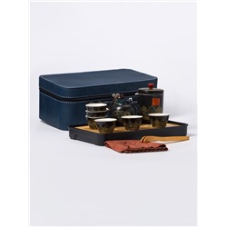 Набор для чайной церемонии ДЖЕКИЧАЙ «Кадзуно», 11 предметов, на 6 персон, чашка 50 мл, чайник 285 мл, керамика, чёрный