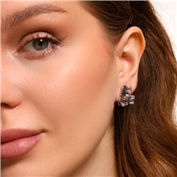 Серьги бижутерия квадраты с крупными камнями, цвет: серый, арт.101.275