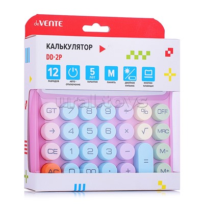 Калькулятор настольный DD-2, 150x145x35 мм, 12 разрядный, двойное питание, работа с памятью, автоматическое вычисление процентов, квадратного корня, клавиша "00" коррекция последнего введенного значения, автоматическое отключение, прорезиненные ножки, кру