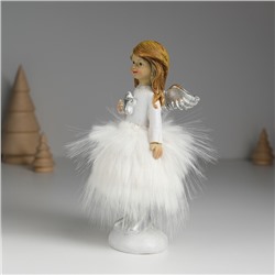 Фигурка полистоун «Ангелочек в белом платье с меховой юбкой», 8.5×8×15.5 см, МИКС