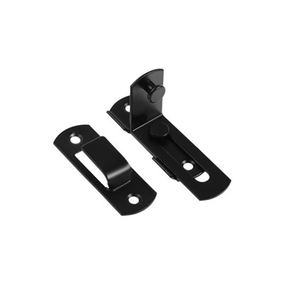 Шпингалет накладной ТУНДРА, угловой, 60×43 мм, черный