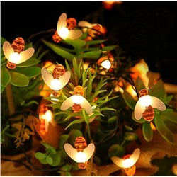 Гирлянда светодиодная -пчелки, 5м (20 ламп, теплый белый свет)