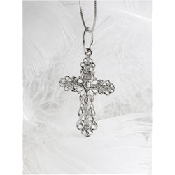 Крест правосланый из серебра с фианитами родированный - Спаси и сохрани, 4 см 925 пробы К3-251р 200
