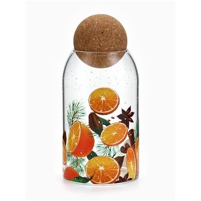 Банка новогодняя стеклянная для сыпучих продуктов «Аромат праздника», 800 мл
