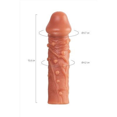 Телесная насадка на фаллос с отверстием для мошонки Cock Sleeve 002 Size M - 15,6 см.